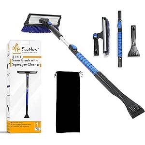 EcoNour 36″ Extendable Snow Brush and Ice Scaper for Car Windshield | 3 in 1 Snow Removal Brush with 270° Pivoting Head,Household Cleaning Tools| Brush for Car SUV, Truck Winter Car Accessories