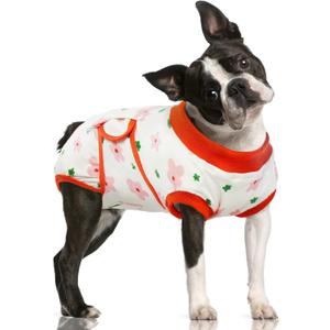 FUAMEY Recovery Suit for Dogs After Surgery,Soft Breathable Dog Bodysuit E-Collar & Cone Alternative Surgical Suit,Male Female Dog Neuter Spay Suits Anti Licking Wounds Onesie Red Flower XXL (XXL(Back:24.8-29.5in,WT:75+lbs))