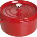 STAUB Cast Iron Dutch Oven 4-qt Round Cocotte, Made in France, Serves 3-4, Cherry