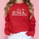FAYALEQ Christmas Sweatshirt Women Merry Christmas Shirt Pullover Xmas Graphic Long Sleeve Tops (Red, M)