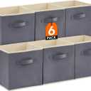Lifewit Collapsible Storage Cubes 11 Inch Foldable Fabric Bins Multi-color Organizers Decorative Organizing Baskets for Shelves for Closet, Utility Room, Storage Room Set of 6 Grey (10.5"L x 10.5"W x 11"H, Gray)