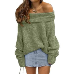 LILLUSORY Off The Shoulder Sweater Tops Oversized Stay Put Neckline Perfect for Going Out Date Nights Casual Evenings, XL