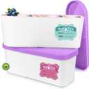 Walfos Ice Cream Containers for Homemade Ice Cream - 1.6 Quart, Bonus Sealing Bands Keeping Silicone Lids Airtight, Reusable Ice Cream Tubs, Stackable Freezer Storage for Yogurt, Sorbet - Purple