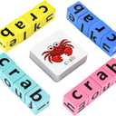 DragonflyDreams Wooden Blocks Spelling Game, Wooden Alphabet Puzzles Blocks, Matching Letter Game Kids Toys Alphabet Spelling Montessori Learning Toy Early, Learning Toys for Kids Ages
