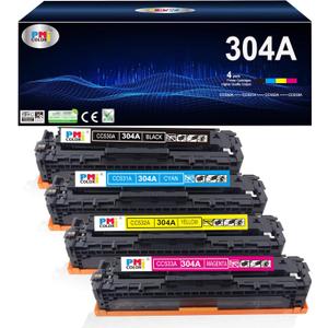 4-Pack Replacement for HP 304A Toner Cartridges for HP Color LaserJet CP2025,Color LaserJet CM2320 MFP Series Printer Ink (Black,Cyan, Magenta, Yellow)