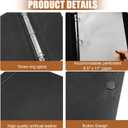 Teling 1 Pcs Leather 3 Ring Binder Holds 8.5 x 11 Inch Paper Binder Organizer Vintage Faux Leather Portfolio Folder Planner for Office Home Document Photo Diary Supplies (Black)