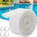 DECOHS 2 Inch x 65 Ft Heavy Duty Transparent Pool Backwash Hose, PVC Swimming Drain Pool Hose, Lay Flat Water Discharge Hose with 4 Clamp for Pools Drain Clean Filter Sump Pump