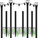 XDW-GIFTS String Light Poles with Fork for Outdoor, 4 Pack 9.8 FT Tall Metal Posts for Hanging String Lights Patio, Yard, Deck Light Holders Outside Lighting Poles for Backyard