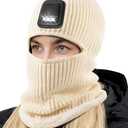 Winter Balaclava Knitted Ski Mask with LED Light - Fleece Lined Full Face Cover Windproof Snow Mask for Men & Women for Skiing,Snowboarding, Motorcycling