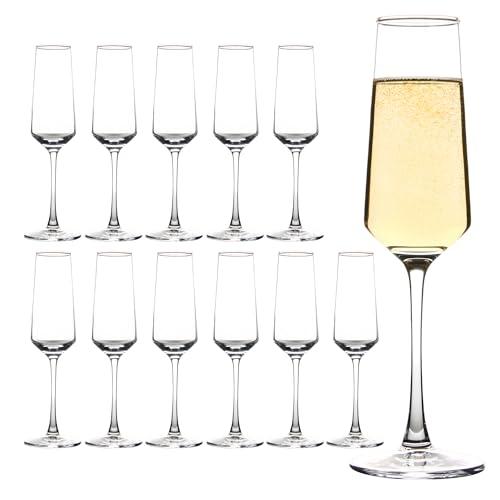 Champagne Glasses Set of5 , Elegant Champagne Flutes, Modern Sparkling Wine Glasses for Home Bar, Wedding, Anniversary, 7.5 oz, Clear