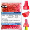 620 PCS Winged Red Wire Nuts 13 Gauge for 18-8 AWG, HSP13 Easy Twist-On and Easy Screw On Wire Connectors Ribbed Cap for Quick Connect Electrical Wiring,Heavy Duty Screw Terminals with Metal Spring