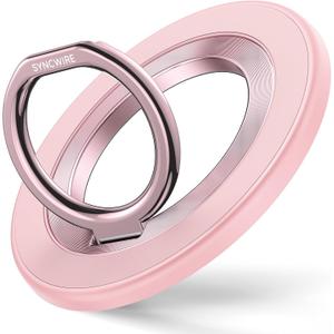 Syncwire Magnetic Phone Ring Holder for MagSafe, Stand Finger Grip Kickstand with Two-Sided Magnet MagSafe Car Mount Compatible iPhone,Android,MagSafe Accessories, Light Pink (SW-RH810)