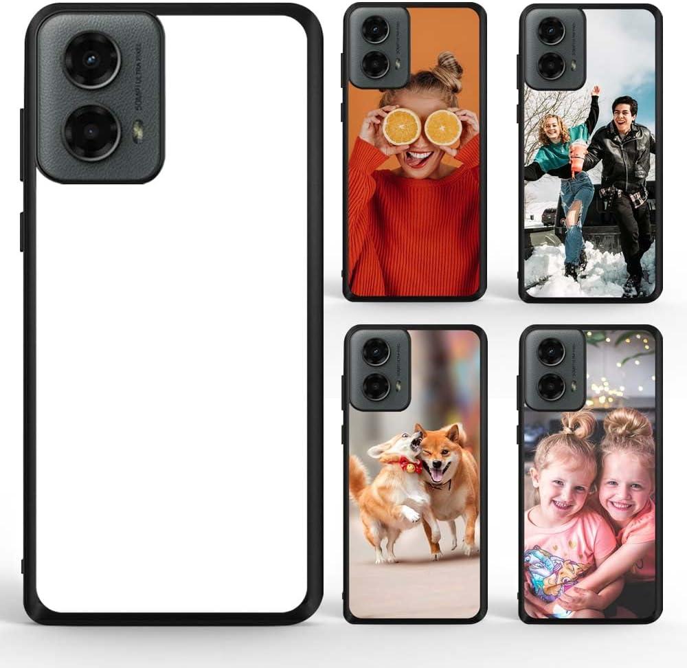 5 Piece Sublimation Case Compatible for Moto G 5G 2024 Blank Printable DIY Customize Case Soft Rubber + Hard PC Aluminum Anti-Slip Anti-Scratch Protection Phone Cover Black