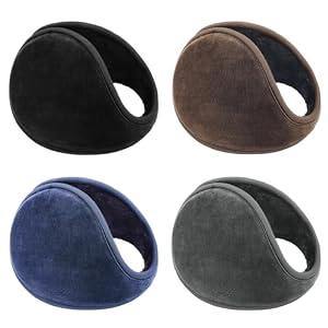 Premillow 4 Packs Ear Muffs for Winter - Fleece Lined Ear Warmers Foldable Adjustable for Women Men Cold Weather Running Cycling Ski