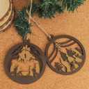Yelsky Jesus Christmas Decorations, Nativity Ornaments, 2pcs Circle Nativity Set, Wooden Christma Ornaments-Christian Decor, Christmas Crafts for Kids Family Friends Christian Religious Tree Ornaments