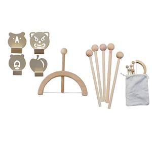 W WANG-ONE Bow and Arrow for Kids, Wooden Kids Bow and Arrow Set Safe for Ages 3+, Indoor and Outdoor Archery Bow Gift Toys for Children, Boys & Girls, Includes 5 Arrows, 4 Targets, 1 Cotton Quiver