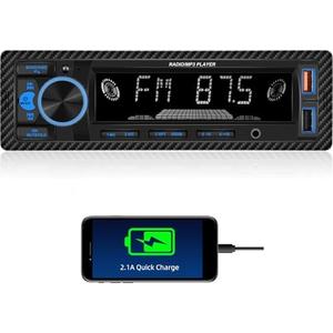 UNITOPSCI Single Din Bluetooth Multimedia Car Stereo Radio Bluetooth Hands-Free Calling Audio Receiver FM Radio Car MP3 Player AUX in/Dual USB Port Digital Media, Fast Charging LCD Digital Radio