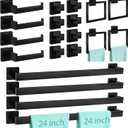 FEILERN 20-Piece Matte Black Bathroom Hardware Set, 24 Inch Bath Towel Bar Set, Stainless Steel Wall Mounted Towel Rack for Bathroom