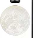 Magnetic Levitating Moon Lamp Levitation Plastic Black Table LED Night Light Zero-Gravity Floating Desk Toys for Decoration Gifts Present with Phone Wireless Charging Pad