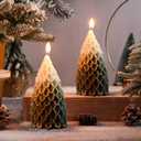 MTLEE 2 Pcs Christmas Tree Shaped Candles Large White Green Xmas Wax Scented Candles 2.5 x 5.5 inch Snow Tree Shaped Candle for Christmas Holiday Table Decoration (Gradient)