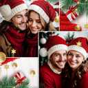 Santa Hat Christmas Hat for Adults Kids/Baby, Red Knitted Beanie Hats with Pompom, Unisex Xmas Holiday Hats with Gift Bag