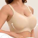 Bra for Women Supportive Wireless Seamless Jelly Push Up No Underwire Full Coverage Bralette Everyday (Beige, XXL)