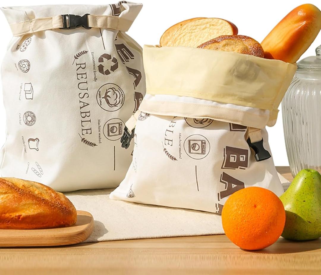 Reusable Beeswax Bread Bags for Homemade, 2 Pack Cotton Beeswax Bread Storage Bag For Sourdough to Keeping Fresh