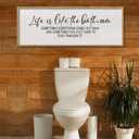 LuZhiQiang Farmhouse Bathroom Wall Decor Life Is Like The Bathroom Sign 32"12" for Rustic Restroom Toilet Laundry Funny Wall Art Inspirational Large Wood Framed Hanging (Wood)