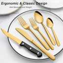 Pleafind 72Pcs Gold Silverware Set for 12 - Dishwasher Safe, Flatware Set with Steak Knives, Stainless Steel Cutlery Set, Include Forks Spoons and Knives Set, Utensil Sets for Home Restaurant