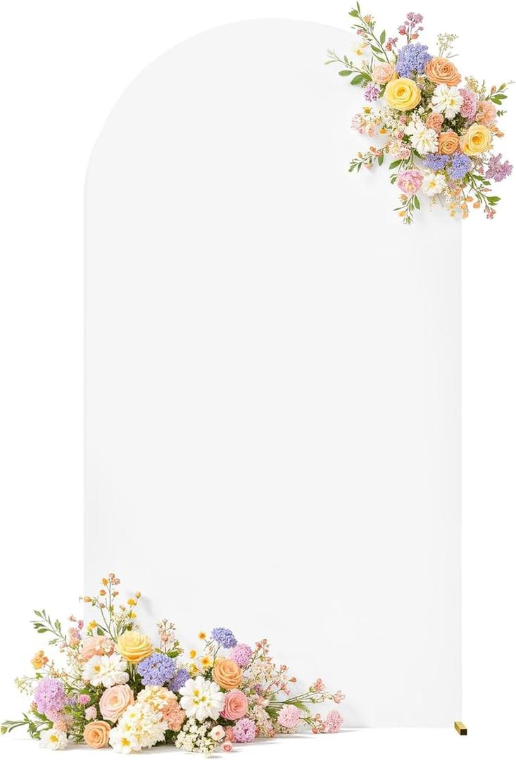 White Arch Backdrop Cover for Wedding, 6FT White Arch Cover Stretchy Backdrops, Double-Sided Arch Stand Covers for Wedding Ceremony, Baby Shower, Birthday Party Decoration 6FT, White