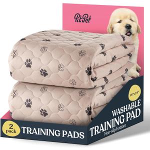 Super Absorbent Washable Pee Pads for Dogs - 2-Pack Superior Reusable Puppy Pads Pet Training Pads 100% Waterproof Dog Pee Pad Protects Against Urine Leakage Non-Slip Grip Prevents Slipping& Bunching, 24"L x 18"W