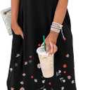 Sampeel Summer Dresses Maxi Dress Vacation Beach Sundresses 2025 with Pockets (Black, M)