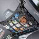 Car Ceiling Cargo Net with 3 Pockets,31.5"x21.6" Car Overhead Storage Mesh Organizer,Double Layer Roof Mesh Camping Overlanding Gear Must Haves Cargo Net,Road Trip Essentials