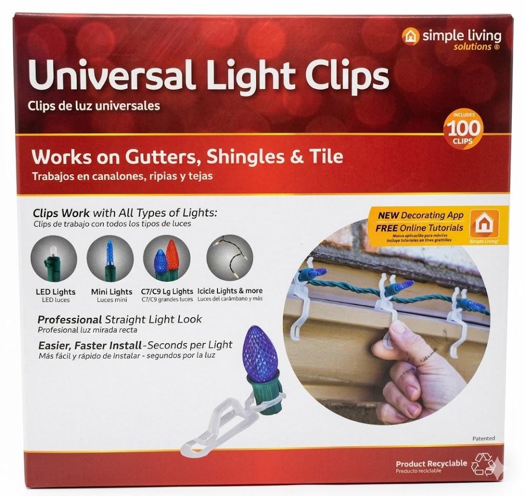 Simple Living Solutions 100ct Universal Light Clips Professional Straight Lights 4 pack