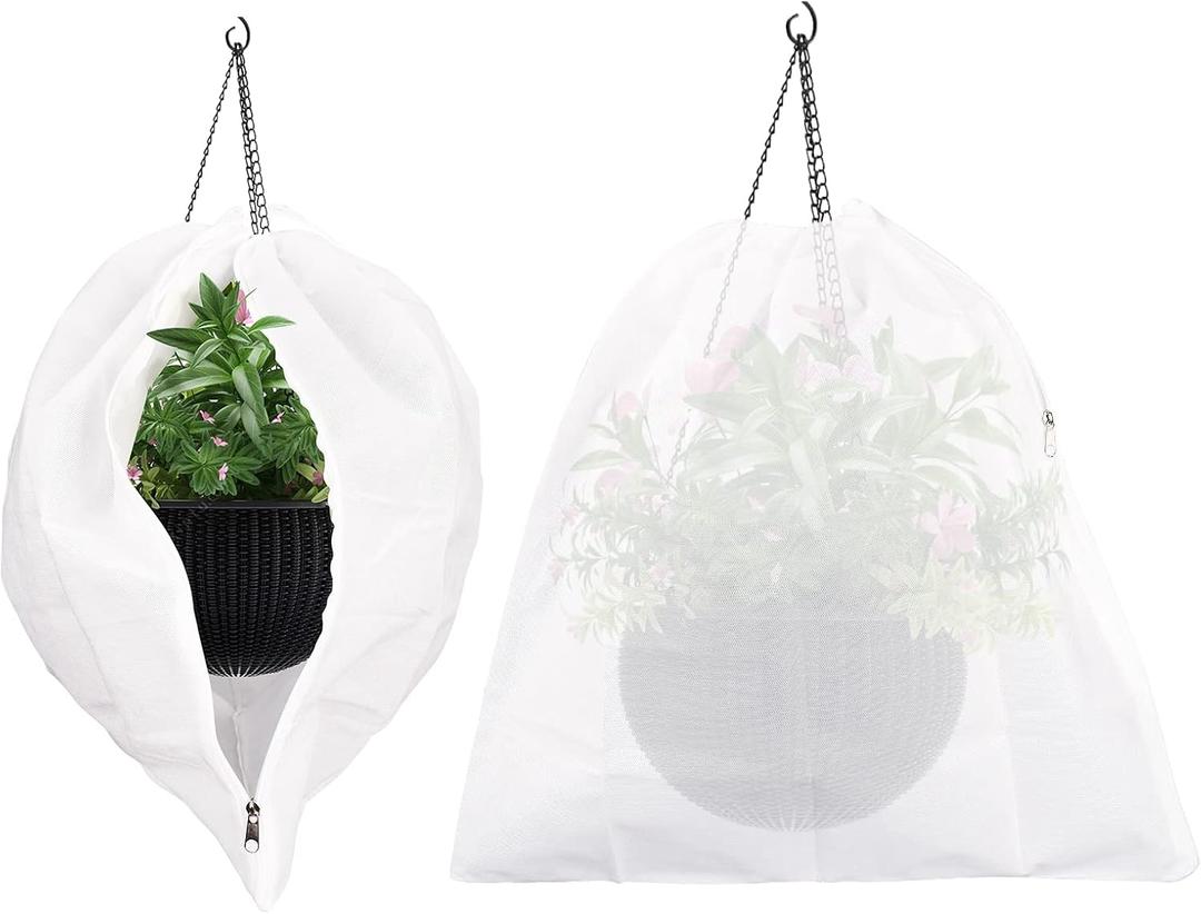 Abimars Thicker Plant Covers Freeze Protection Jacket 80x80 cm Reusable Winter Plant Covers with Drawstring & Zipper, 2 Pack Light, Porous Fabric for Plant Breathing