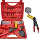 Hand Held Vacuum Pump Brake Bleeder Kit, Brake Clutch Fluid Bleeder Vacuum Pump Pressure Tester with Gauge Adapters, Automotive Brake Fluid Bleeding Set with Protected Case