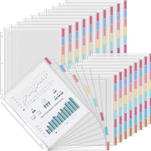 ReliThick 30 Set of 240 Pack Clear Sheet Protectors for 3 Ring Binder with 8 Tab Divider, Letter Size 8.5 x 11 Inch Plastic Sleeves Page Protector for Documents Photos School Office Home Organization