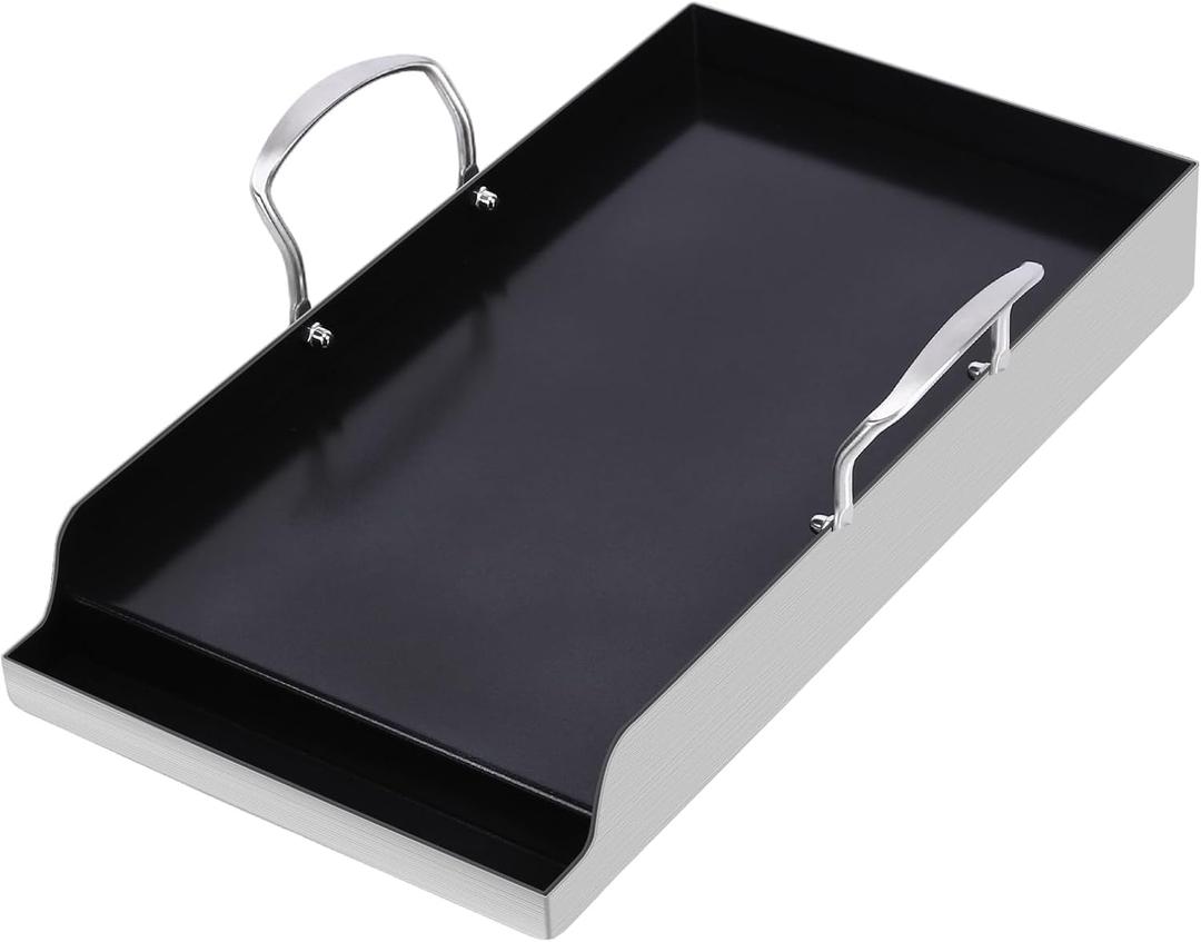 Utheer 19.5" x 10" Ceramic Nonstick Stainless Steel Griddle for Gas, Charcoal & Grill, Large Stove Top Griddle, Non-Toxic, PFAS/PFOA/PTFE Free, Oven Up to 500F, for BBQ, Camping & Kitchen