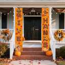 2 x OHOME Thanksgiving Decorations - GIVE THANKS Porch Banner | Fall Decor for Indoor Outdoor Outside - Friendsgiving Party Decorations Autumn Pumpkin Welcome Door Sign for Home Yard Wall (orange)