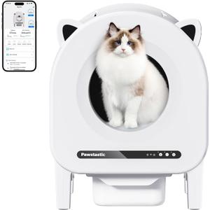 Self Cleaning Litter Box, 68 L Automatic Cat Litter Box for Multiple Cats, Robot with Dual Safety Protection, APP Control, Odor Removal Smart Litter Boxes, 2 Roll Trash Bags (White) Self Cleaning Litter Box, 68 L Automatic Cat Litter Box for Multiple Cats, Robot with Dual Safety Protection, APP Control, Odor Removal Smart Litter Boxes, 2 Roll Trash Bags (White)