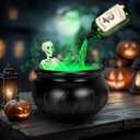 Halloween Decorations Indoor - Cauldron Decor with Skeleton, Magic Floating Potion Bottles & Fog Maker - Black Witches Cauldron Halloween Party Decoration for Home Table