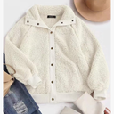 MEROKEETY Women's 2024 Winter Long Sleeve Button Sherpa Jacket Coat Pockets Warm Fleece , Size XL