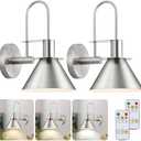 Novantl Brushed Nickel Battery Operated Wall Sconce, Wireless Battery Operated Wall Lights, Wall Sconces Set of Two Battery Operated, Remote Battery Wall Sconces for Gallery, Bedroom