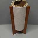 EDISHINE 13.5" Small Table Lamp, Walnut Wood Cylinder Nightstand Lamp for Bedroom, Beige Linen Shade, Corner Modern Bedside Lamp for Living Room, On-Off Line Switch, E26 Base (Bulb Not Included) (Dark Pearwood Color)