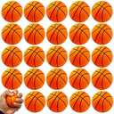 24 Pack 2.5 Inch Basketball Stress Ball,Mini Foam Squeeze Sports Balls for Sport Theme Party Favor,Kids School Reward,Anxiety Relief,Birthday Gifts