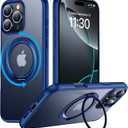 Temdan Designed for iPhone 16 Pro Case, 360Rotatable Ring Stand Matte Skin Feeling Compatible with MagSafe Military-Grade Protection Magnetic Kickstand Case 6.3 inch -Matte Blue