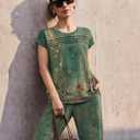 Ekouaer Two Piece Sets for Women Summer Soft Casual Cap Sleeve Lounge Sets Travel Vacation Airport Outfits (Green, XL)