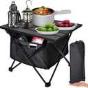 Foldable Camping Side Table, Ultralight Small Beach Aluminum, Portable Outdoor Table with Carry Bag and Storage for Picnic, Grill, Hiking, Fishing, Sand, Camping, Black, 16 Small
