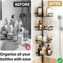 Corner Shower Caddy Tension Pole Adjustable 29124 Inch, 4 Tier Rustproof Shower Organizer Shelf Rack, Quick Installation Bathroom Storage Shower Caddy Corner Pole, Black