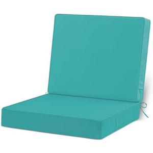 22x22 Outdoor Cushions for Patio Furniture, Waterproof Outdoor Chair Cushions with Non-Slip Ties and Handle, Washable Deep Seat Cushions for Outdoor Furniture with Removable Cover, Teal
